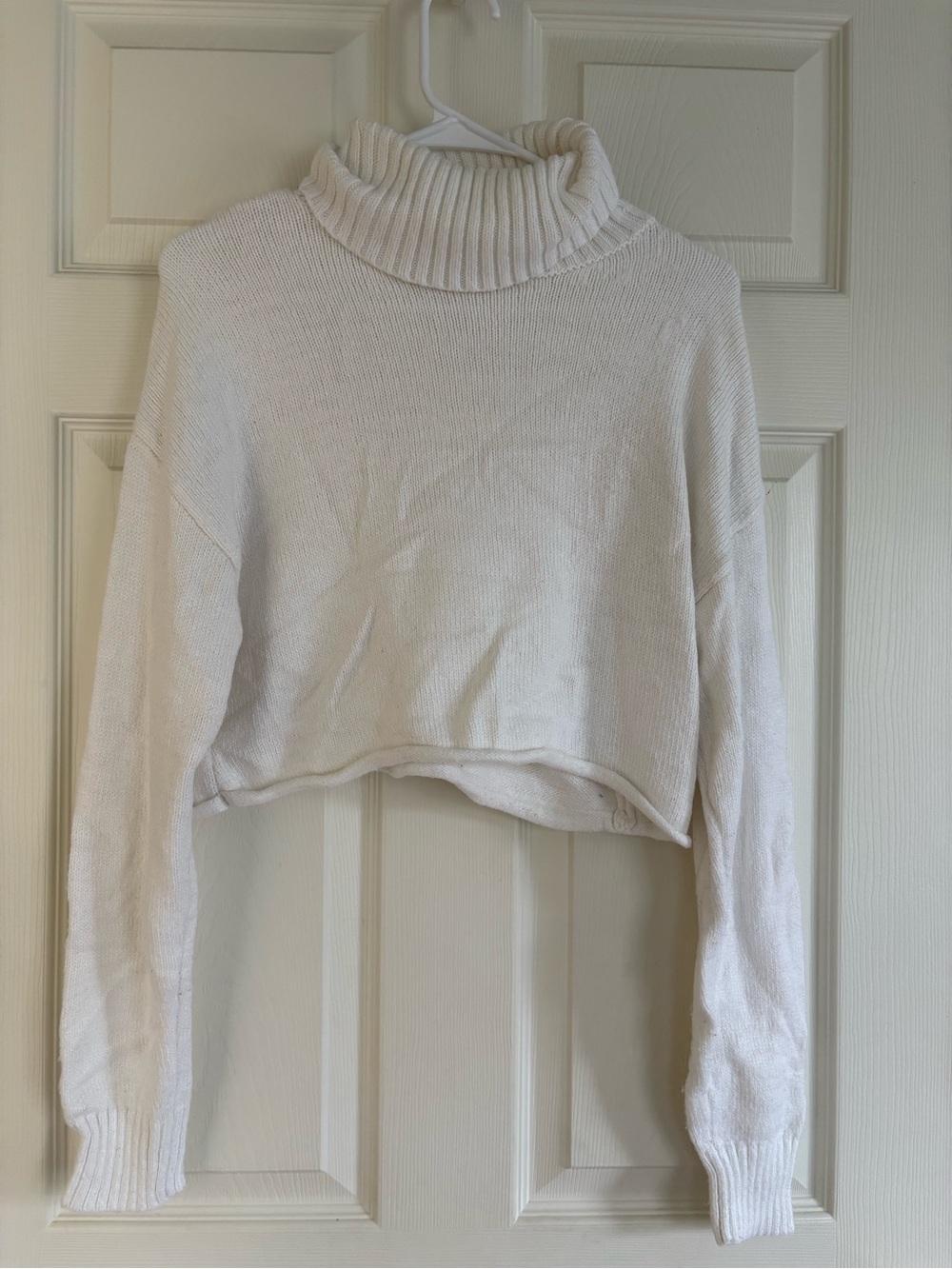 Garage Women's Cream Turtleneck Cropped Sweater